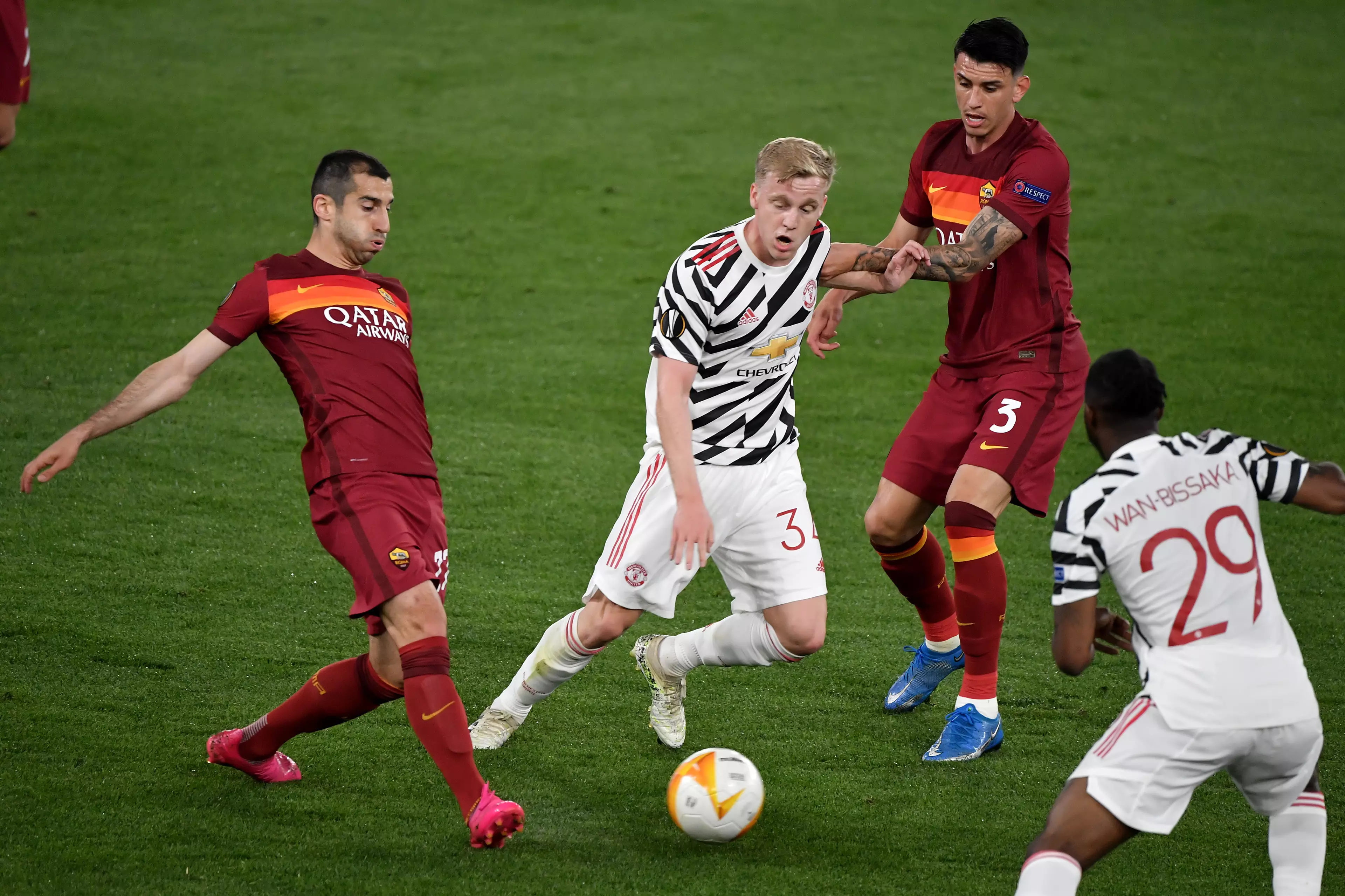 Van de Beek in action during last season's Europa League clash with Roma (Image