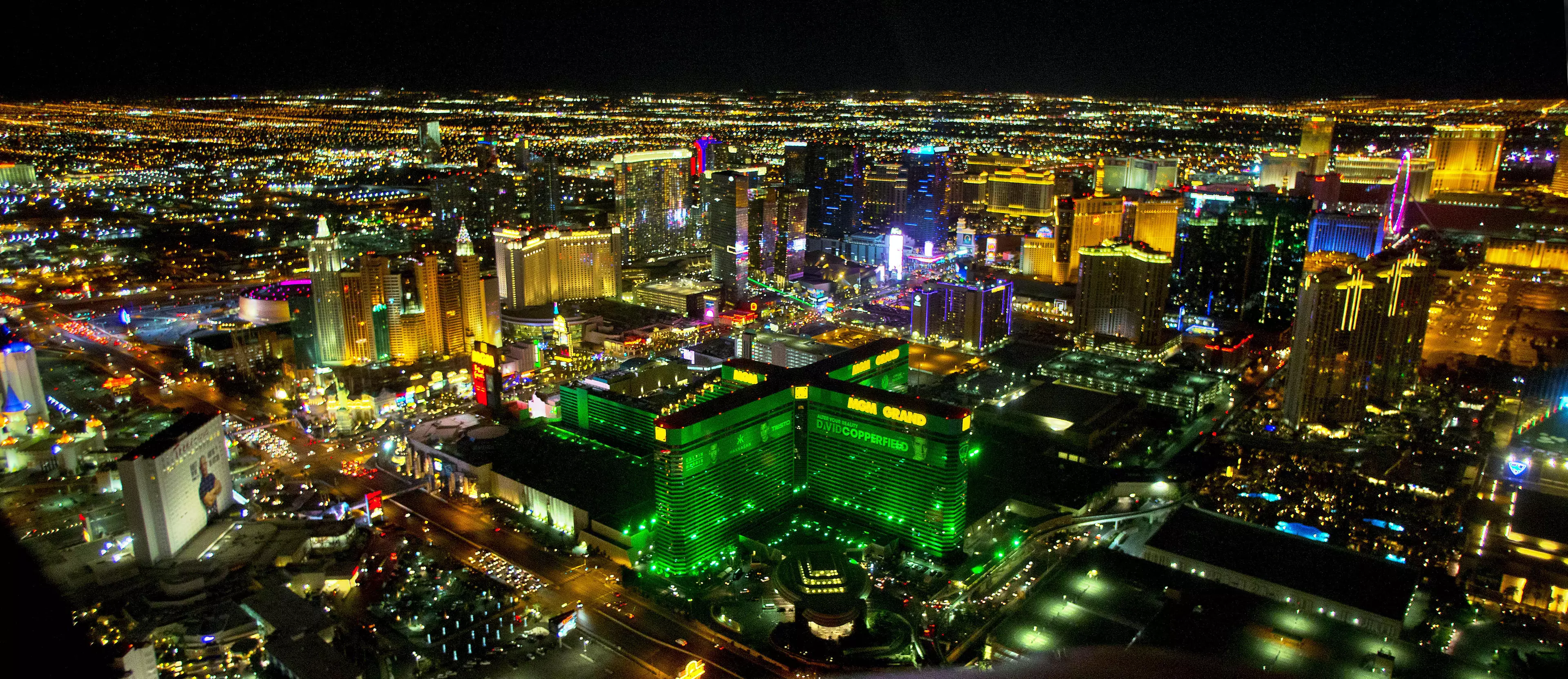 A night-time view of Las Vegas.