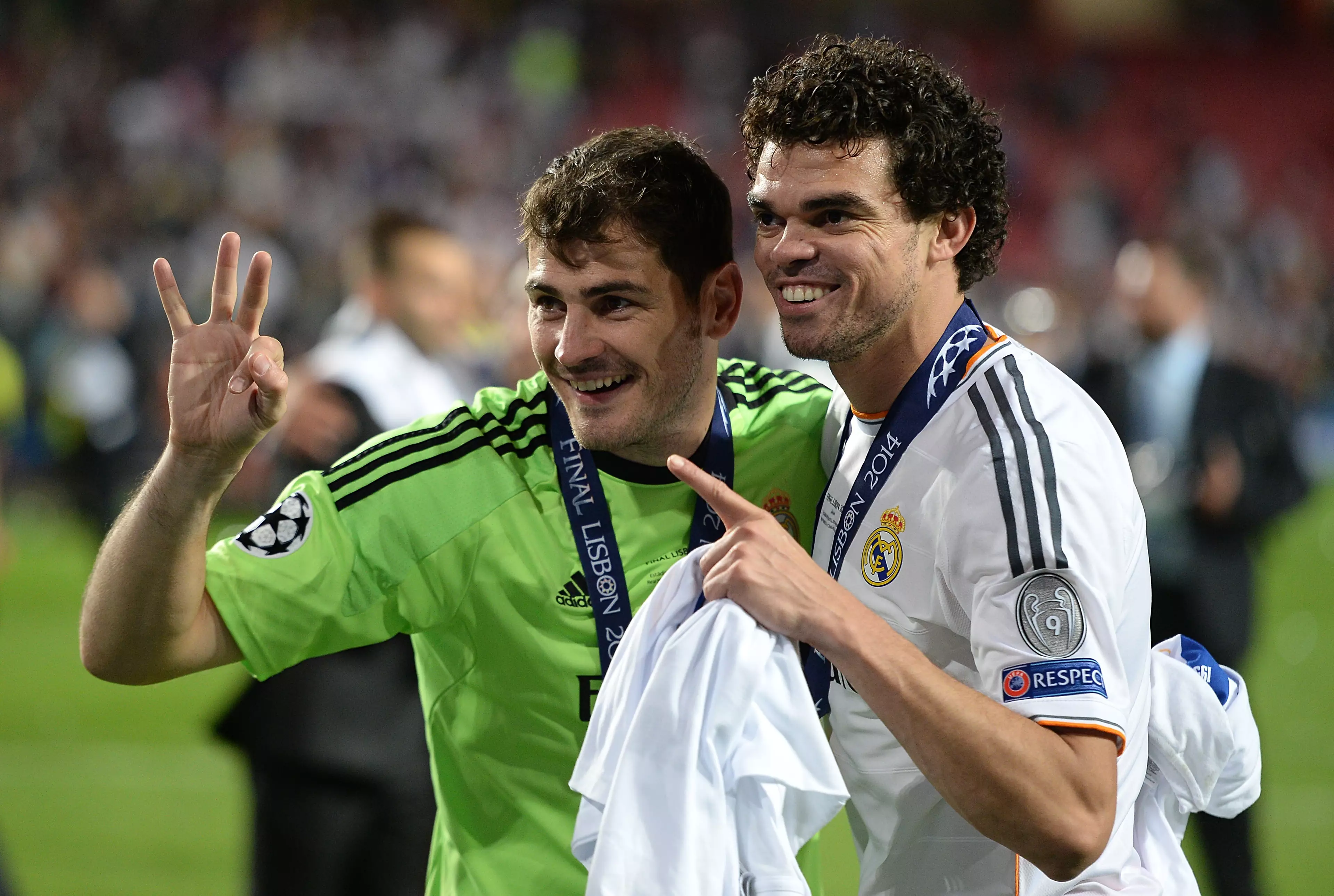 Casillas and Pepe in a post Mourinho world, much happier. Image: PA Images