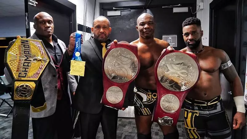The Hurt Business (L-R: Bobby Lashley, MVP, Shelton Benjamin & Cedric Alexander) Image
