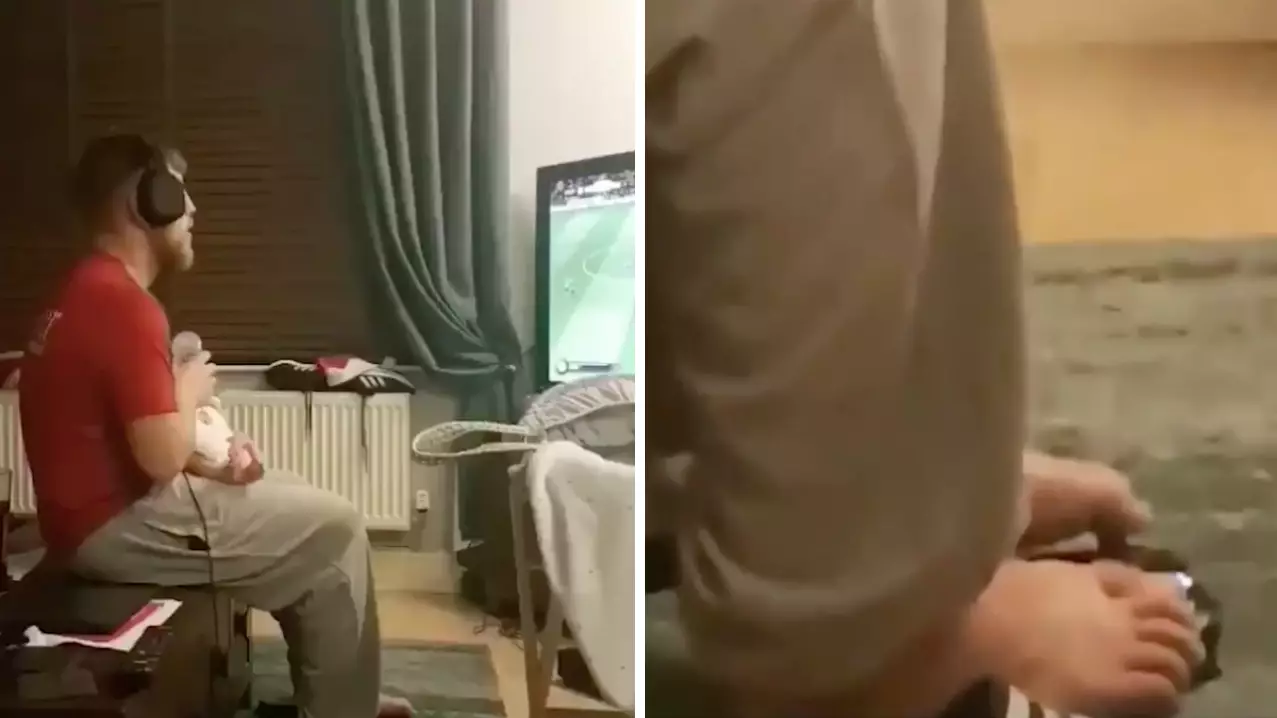 Lad Finds Genius Way Of Playing FIFA Pro Clubs While Taking Care Of Baby