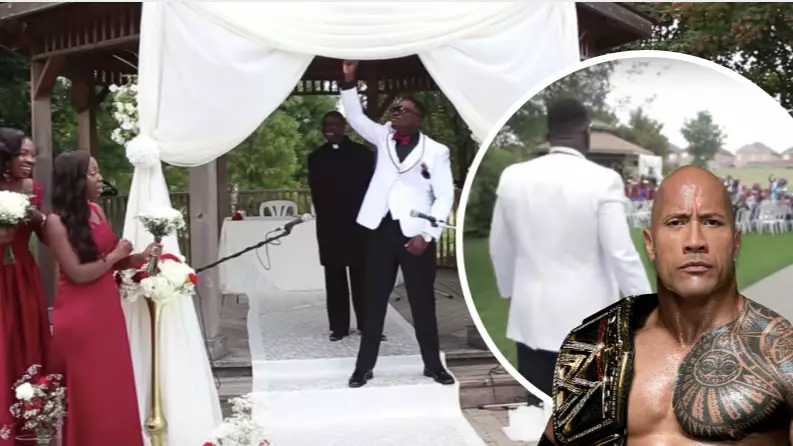 Groom Walks Down The Aisle To 'The Rock's' Entrance Music At WWE-Themed Wedding 