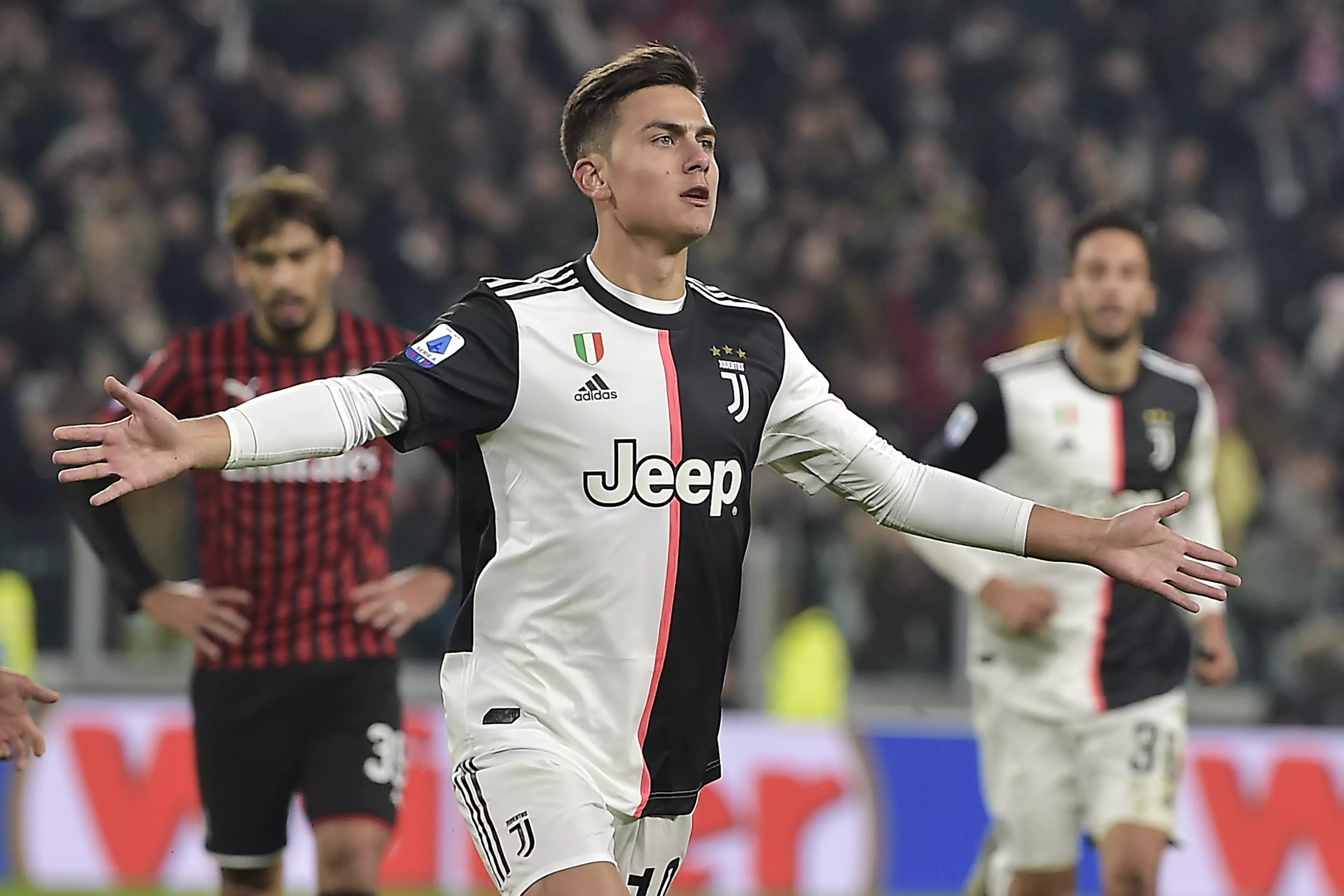 Dybala scores the winner against Milan. Image: PA Images