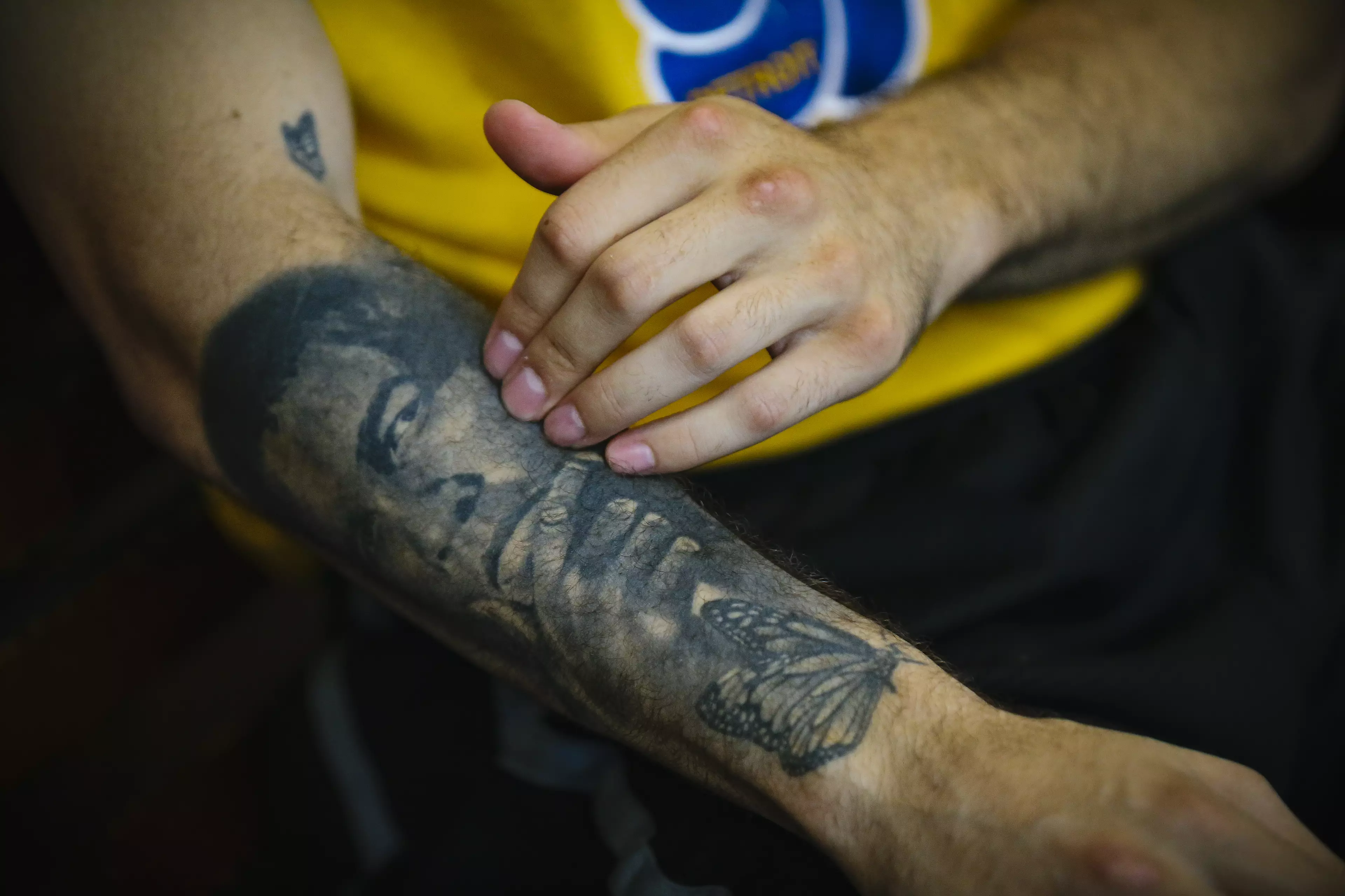 Nico Ali Walsh has a tattoo of his grandfather on his arm.