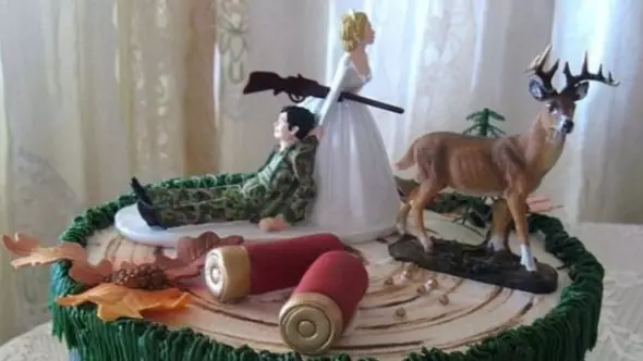 Couple Order Wedding Cake Depicting Armed Bride Hunting Her Groom