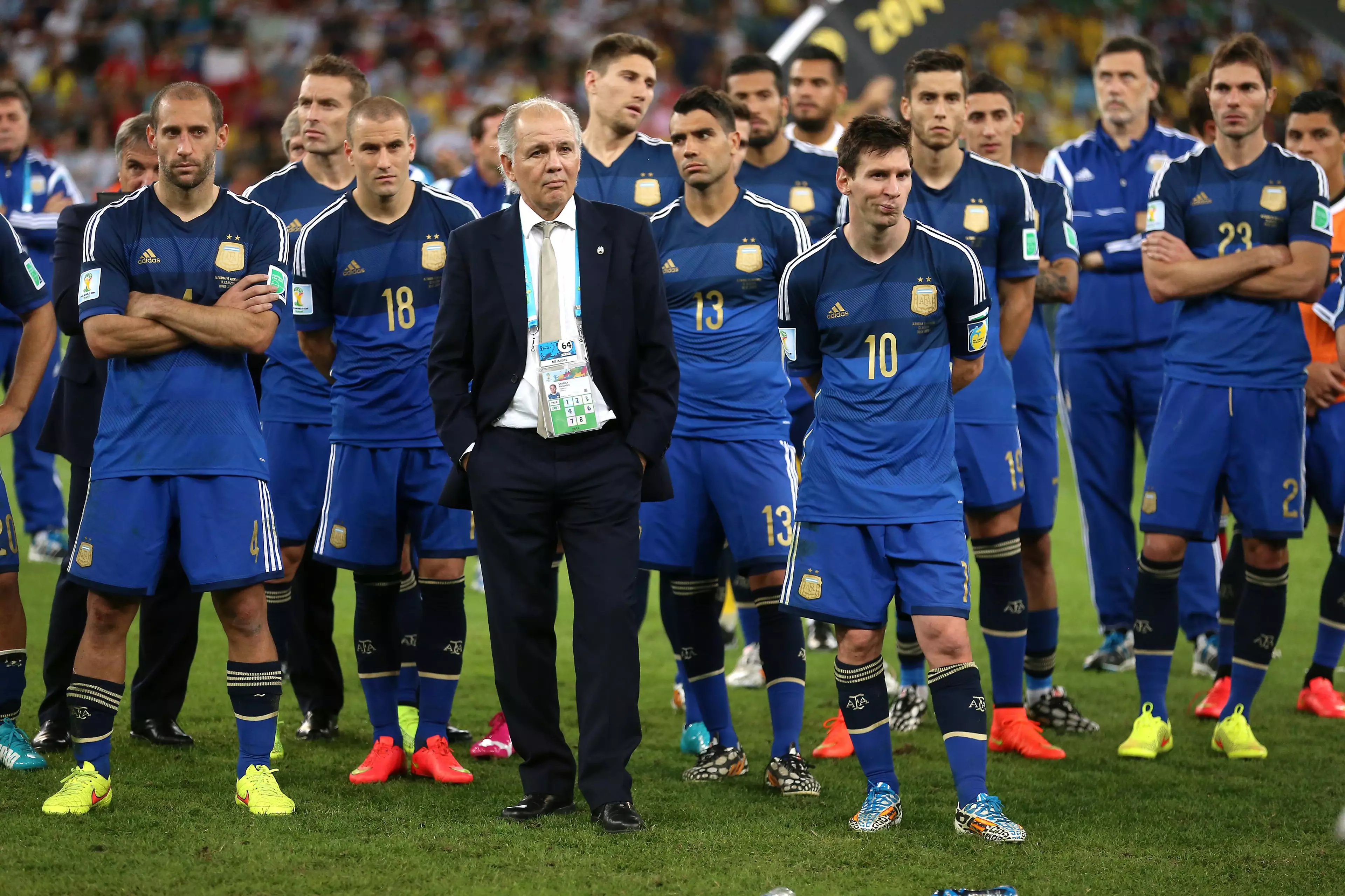 Messi cuts a dejected figure at the 2014 World Cup. Image: PA