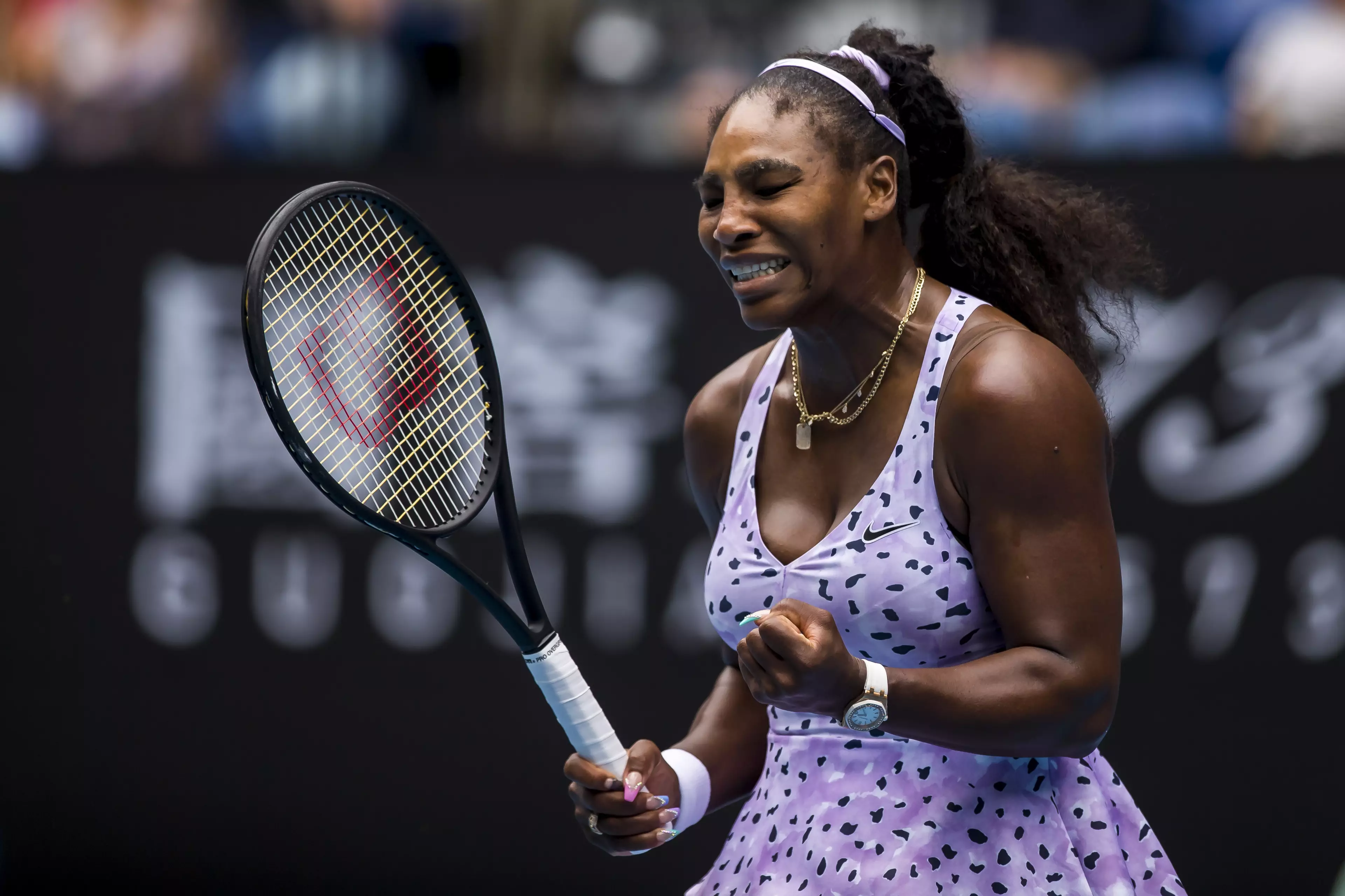 Serena Williams in action at the Australian Open in January of 2020.