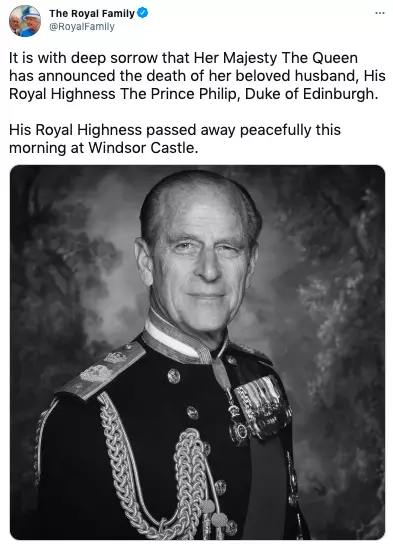 The Duke of Edinburgh has died at the age of 99, the Queen has announced (