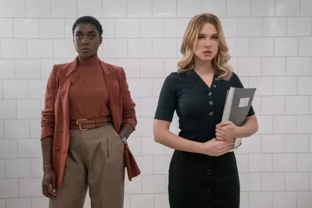 Lashana Lynch as the new 007 and Lea Seydoux as Madeleine in No Time To Die. (