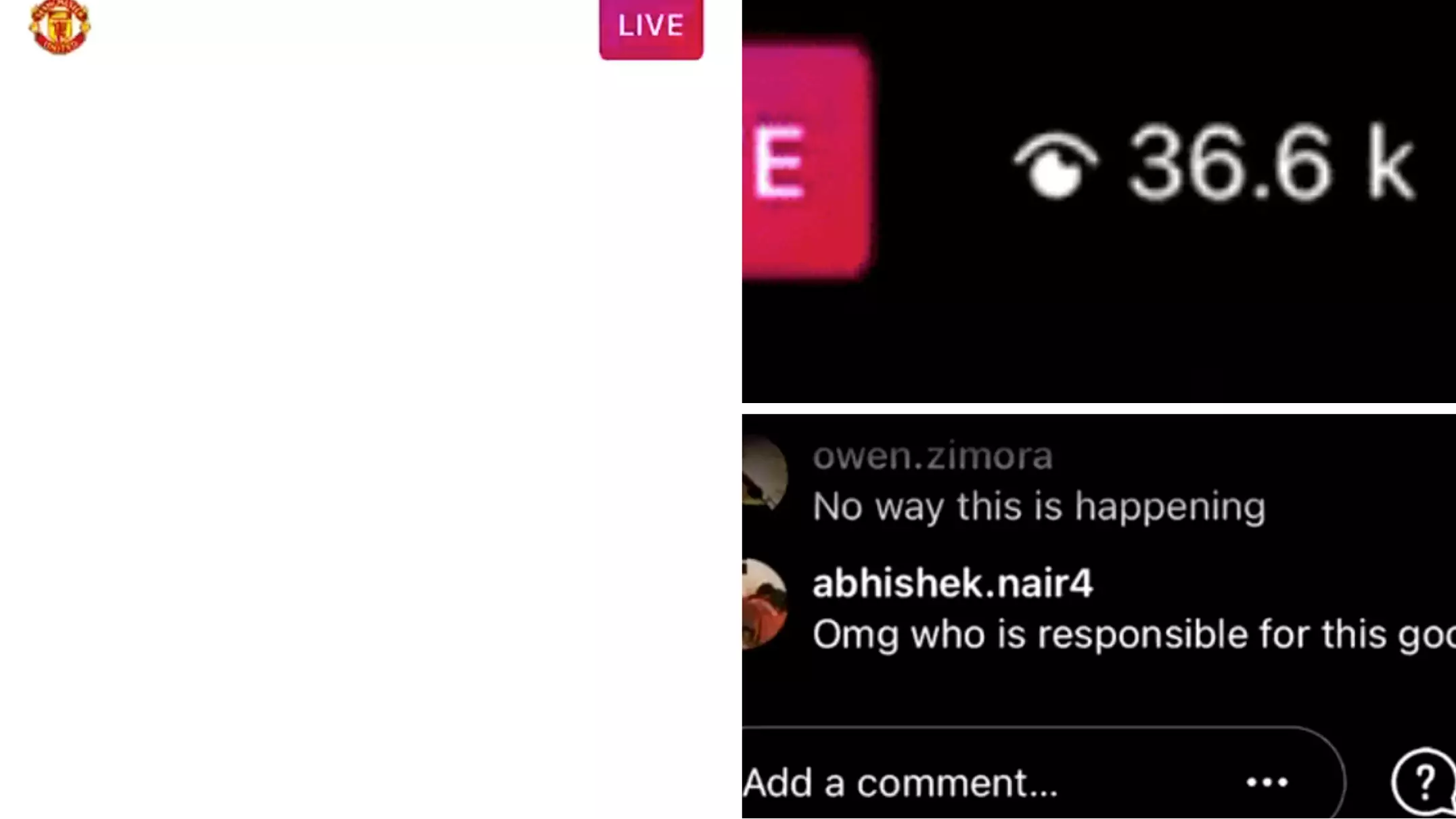 Manchester United Accidentally Go Live On Instagram And 37,000 Confused Fans Tune In 