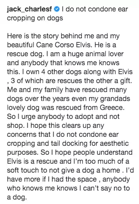 Jack explained on his Insta caption that Elvis was a rescue (