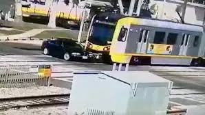 BMW Driver Miraculously Survives Full Speed Collision With LA Metro Train