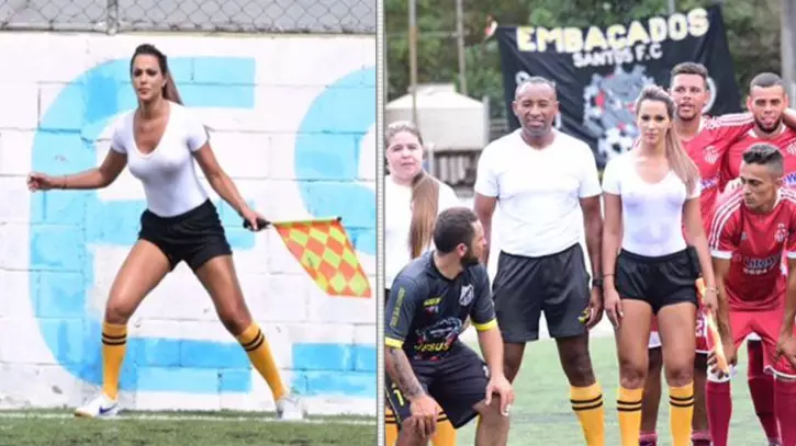 A Brazilian Lineswoman Takes Internet By Storm After Wet T-Shirt Display 