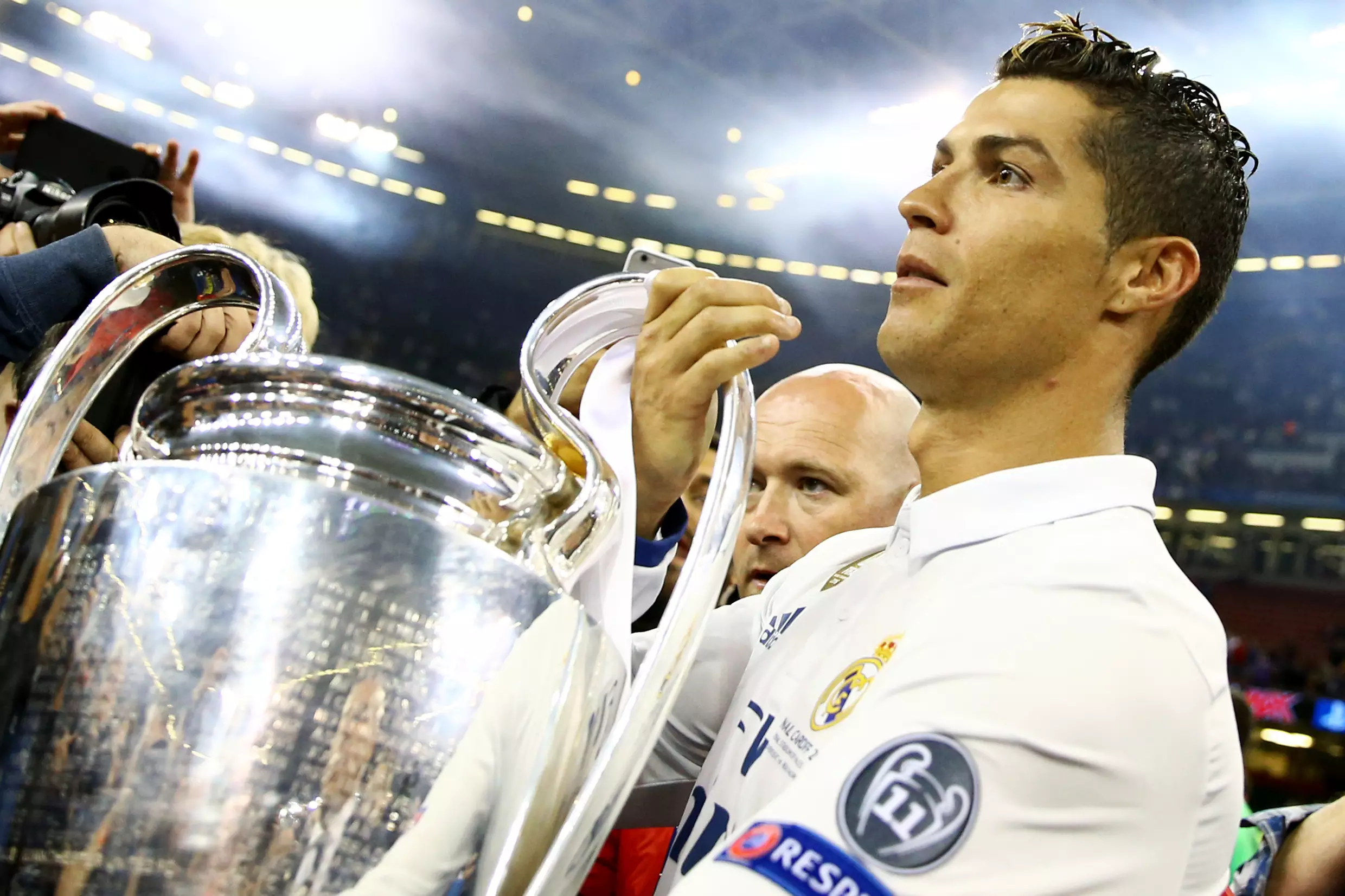 Ronaldo raises silverware. Image: PA