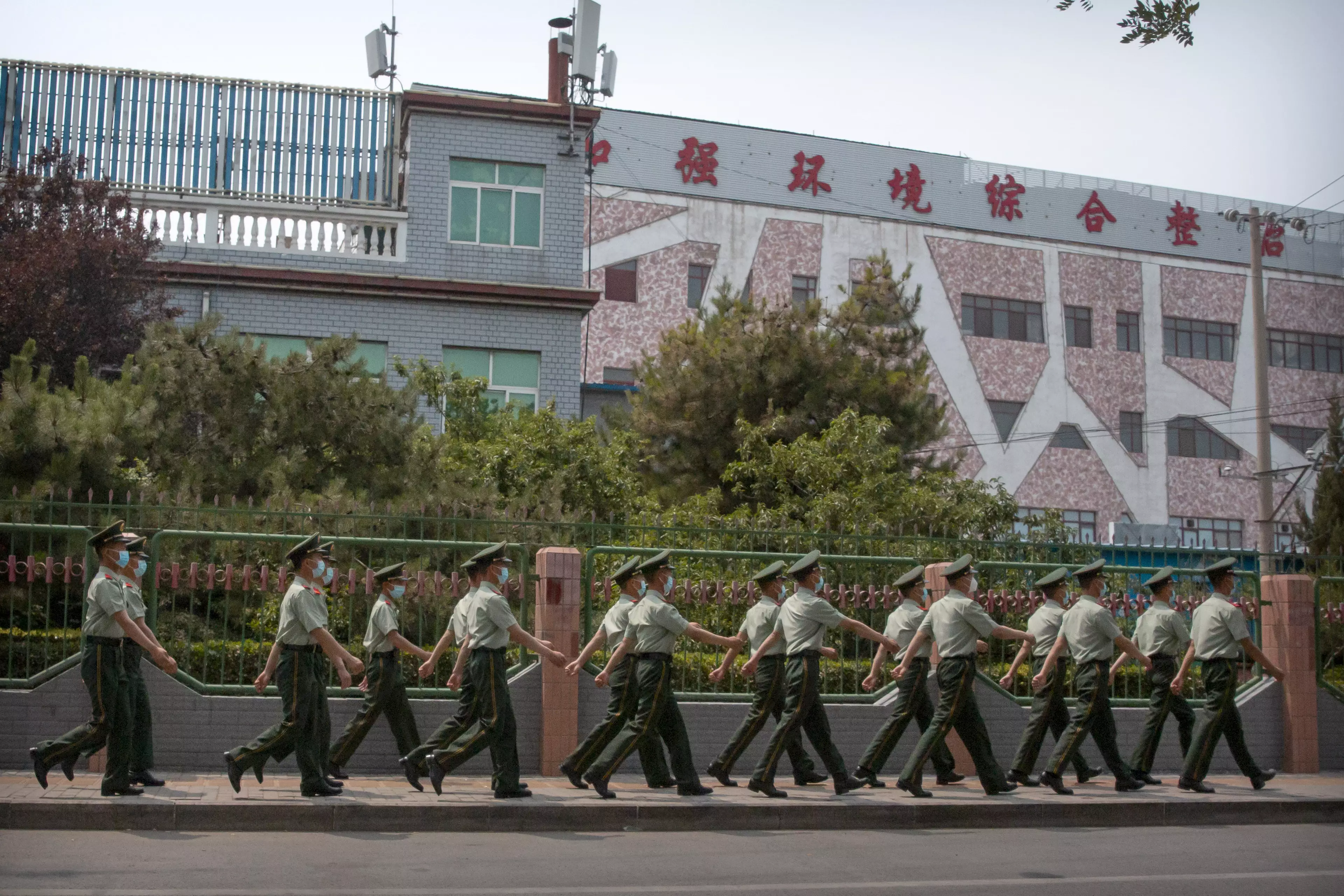 Paramilitary police outside Xinfadi supermarket.