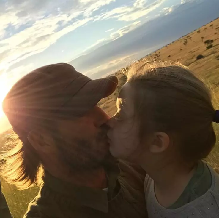 Beckham and his daughter in 2017.