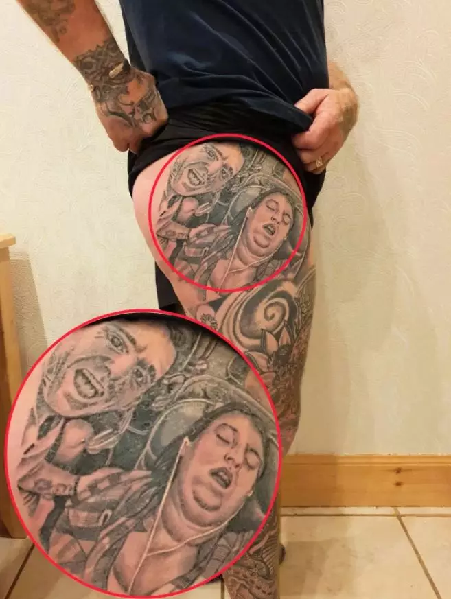 Kelly and James were returning from a holiday when he took the picture which is now tattooed on his leg.