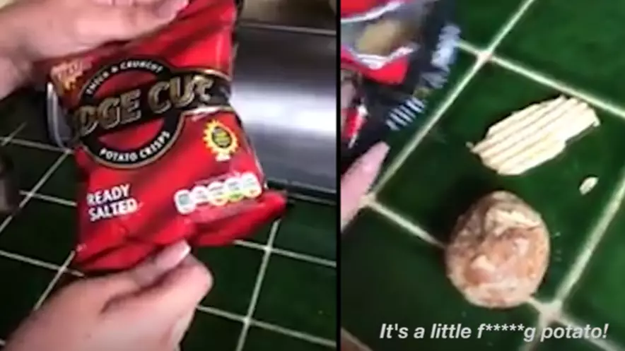 Hilarious Moment Woman Finds Potato In Packet Of Crisps