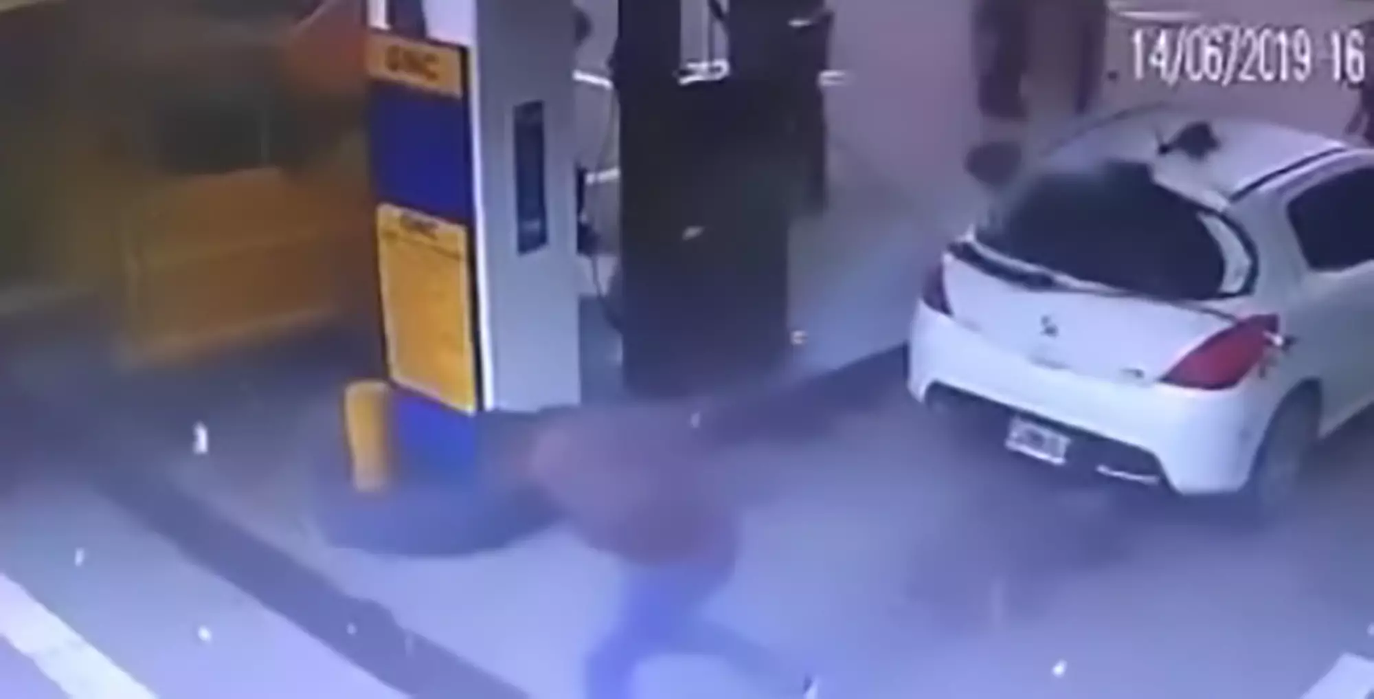 The petrol station attendant was filling the car up when the blast occurred.
