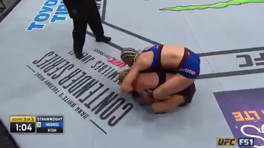 Female UFC Fighter Jokes After Mid-Fight Accident Downstairs