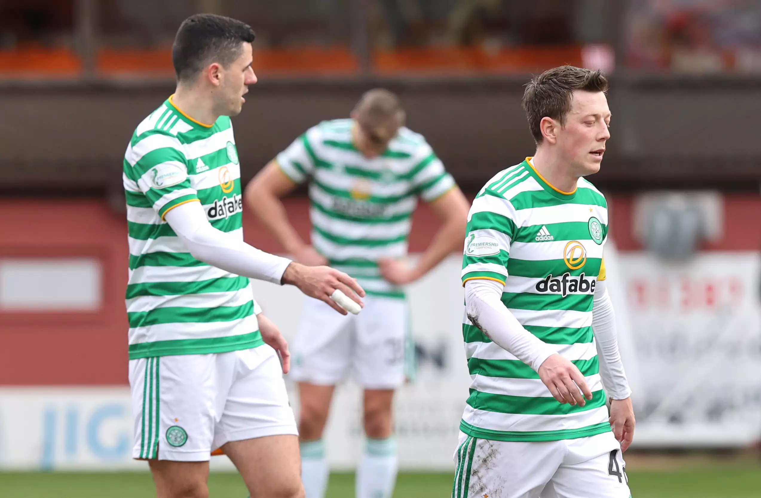 Celtic players dejected at full time. Image: PA Images