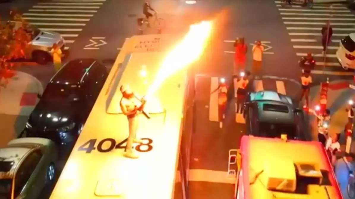 Police Investigating Man Who Used Flamethrower On Top Of A NYC Bus