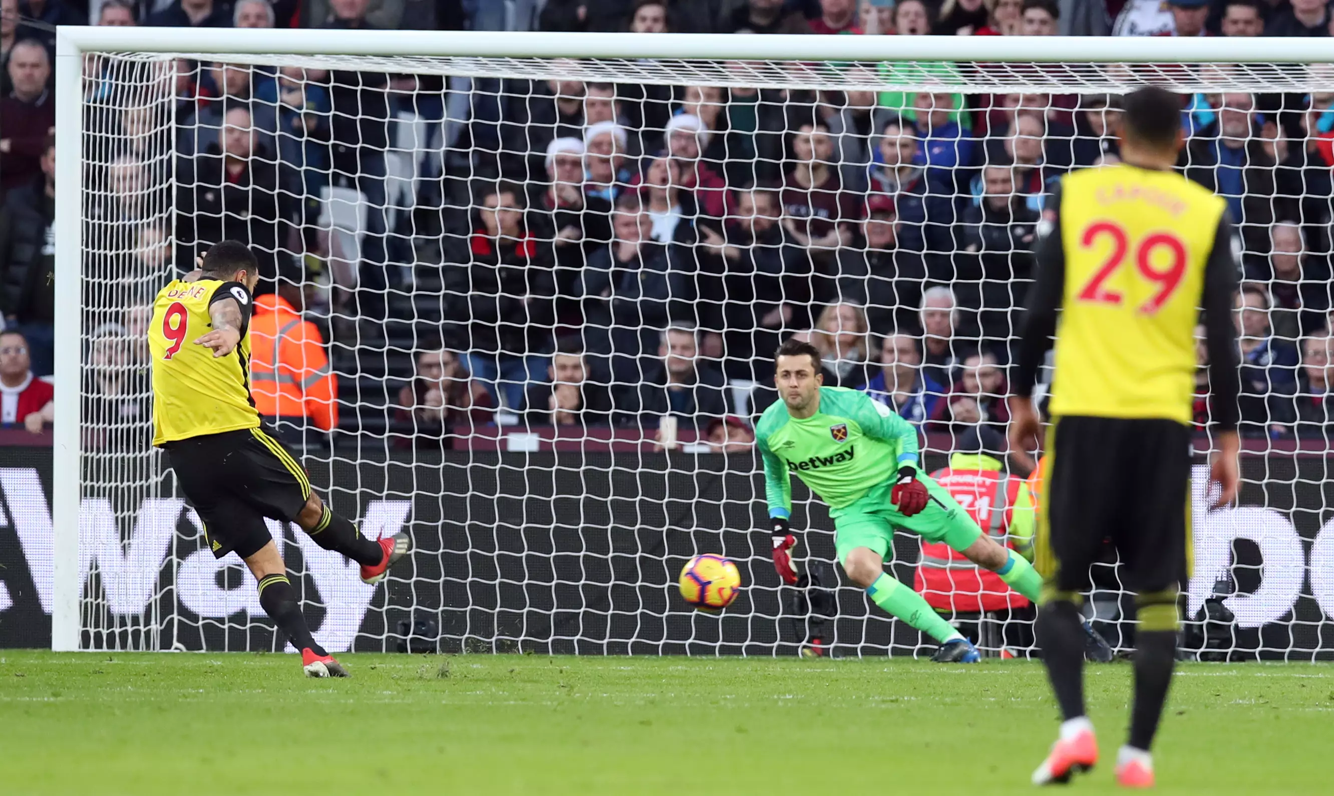 Watford's only spot kick in the league came against West Ham. Image: PA Images