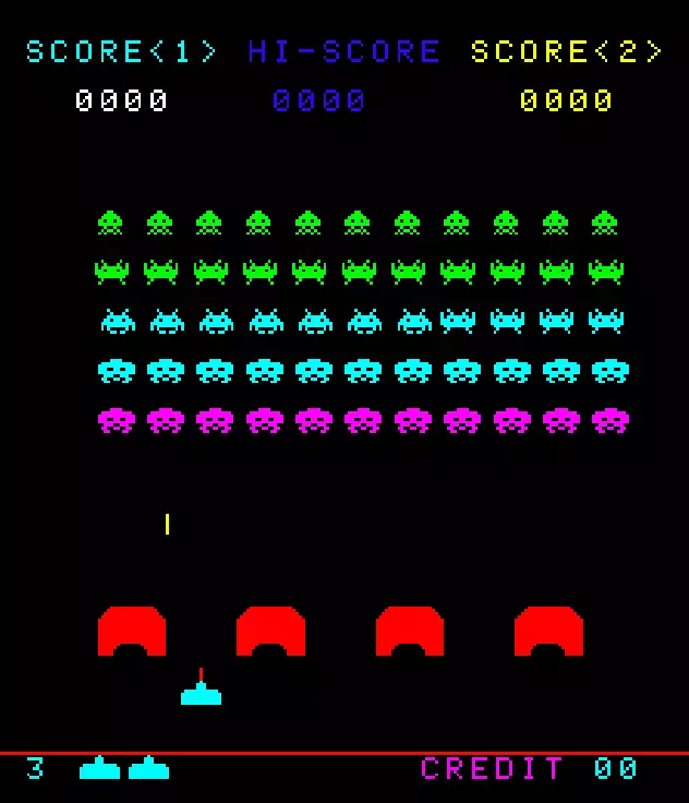 The arcade version of Space Invaders /