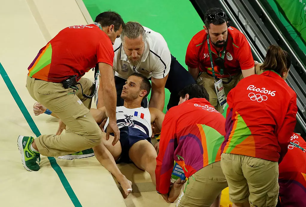 Gymnast Who Snapped His Leg Is Up And Tentatively Walking Already 