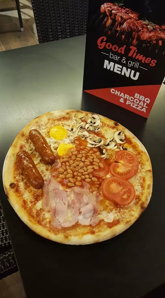 The full English breakfast pizza.