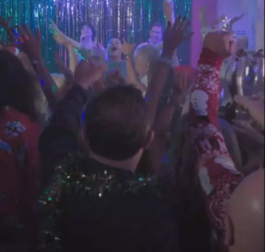 The trailer shows the cast partying over the festive period.