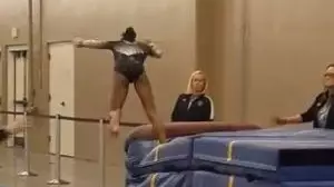 Gymnast Avoids Nasty Injury After Falling During Routine 