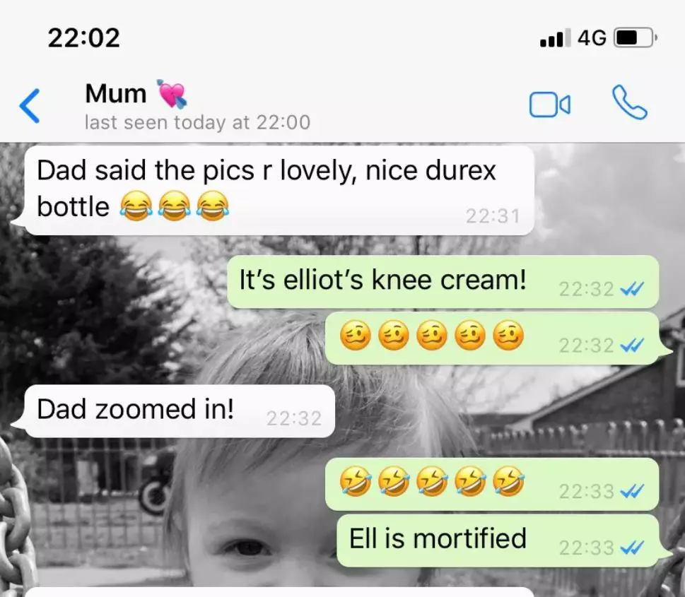 Kelsey's mum text her saying 'nice durex bottle' awks.