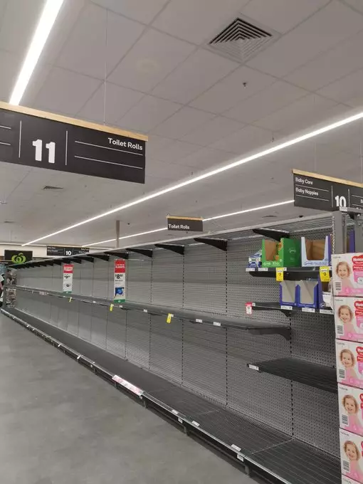 Supermarket shelves have been cleared by people stockpiling toilet paper.
