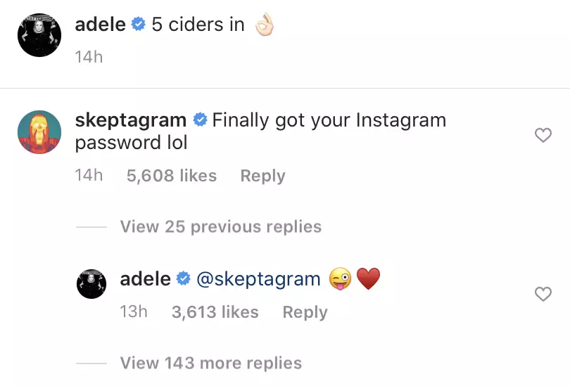 Skepta commented on Adele's throwback post (