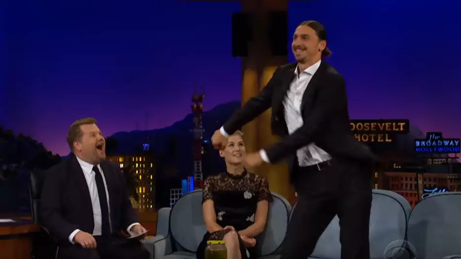 Zlatan Ibrahimovic Teaches James Corden How To Floss On Late Late Show