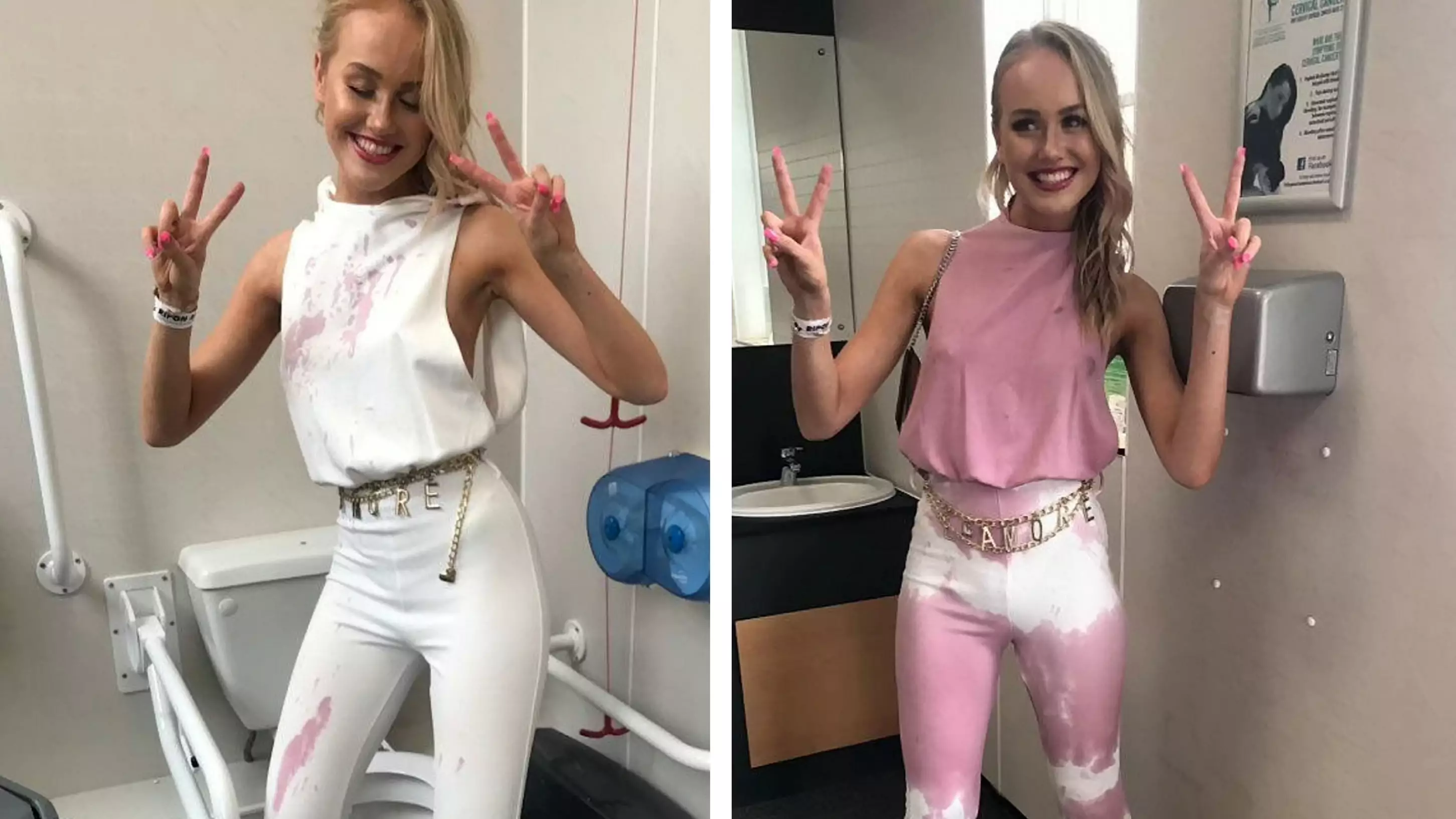 This Girl Came Up With An Ingenious Solution For What To Do If You Spill Red Wine On Your White Outfit
