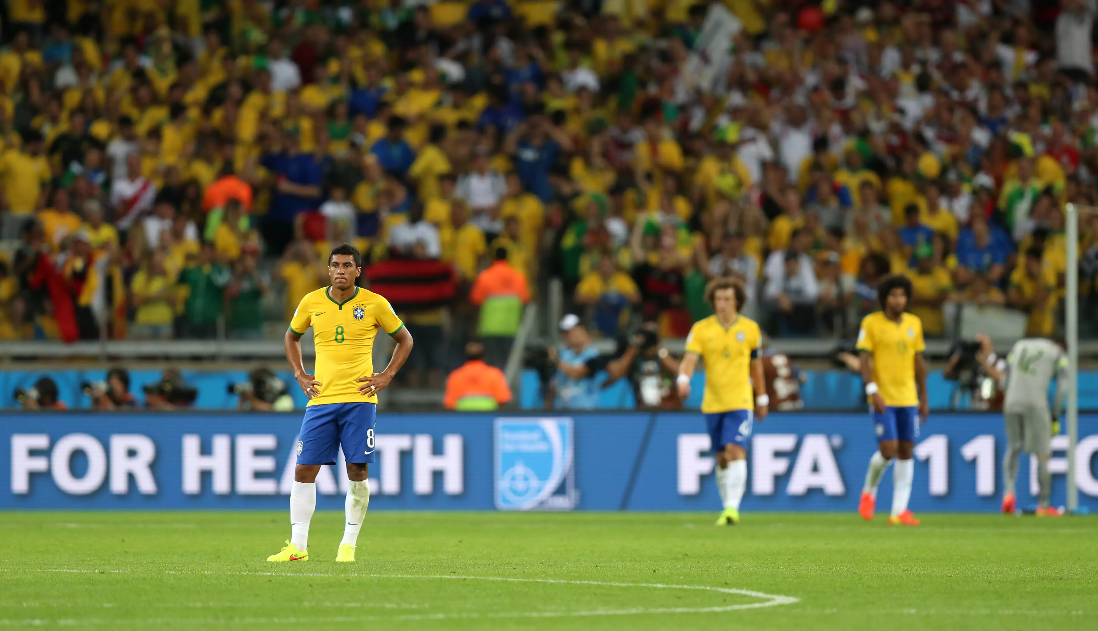 Brazil players couldn't work out what was going on. Image: PA Images
