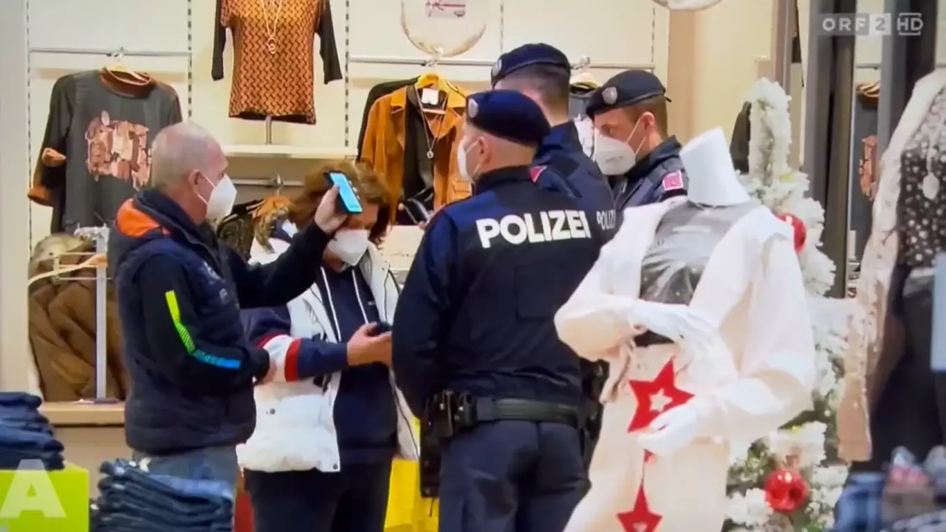 Footage Shows Austrian Police Checking Citizens' Vaccination Status In Shop