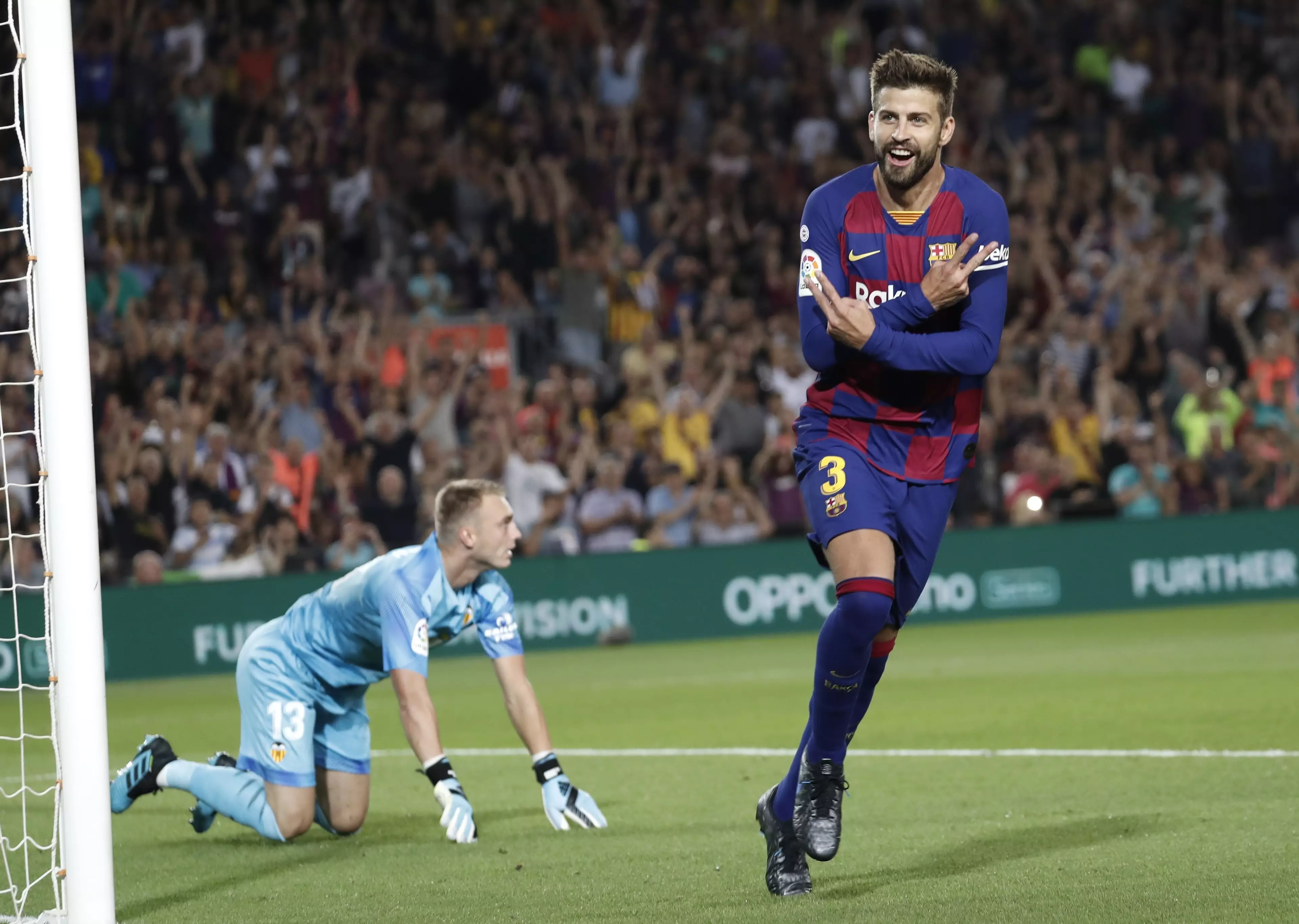 Gerard Pique also got on the score sheet for Barcelona at the Nou Camp