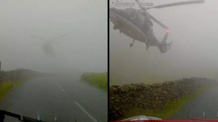 Heart Stopping Moment SAS Helicopter Swoops And Nearly Hits Motorist