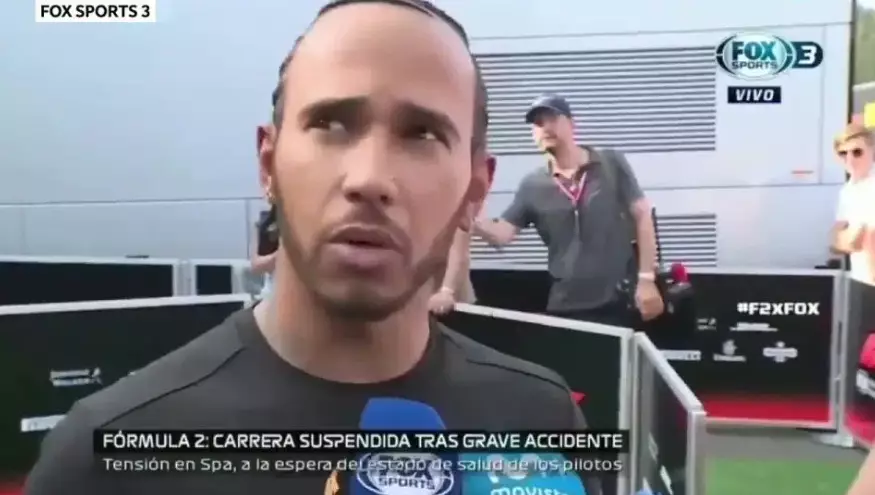 Hamilton was being interviewed live on air when he witnessed the crash.