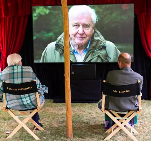 Sir David watches the film alongside Prince William (