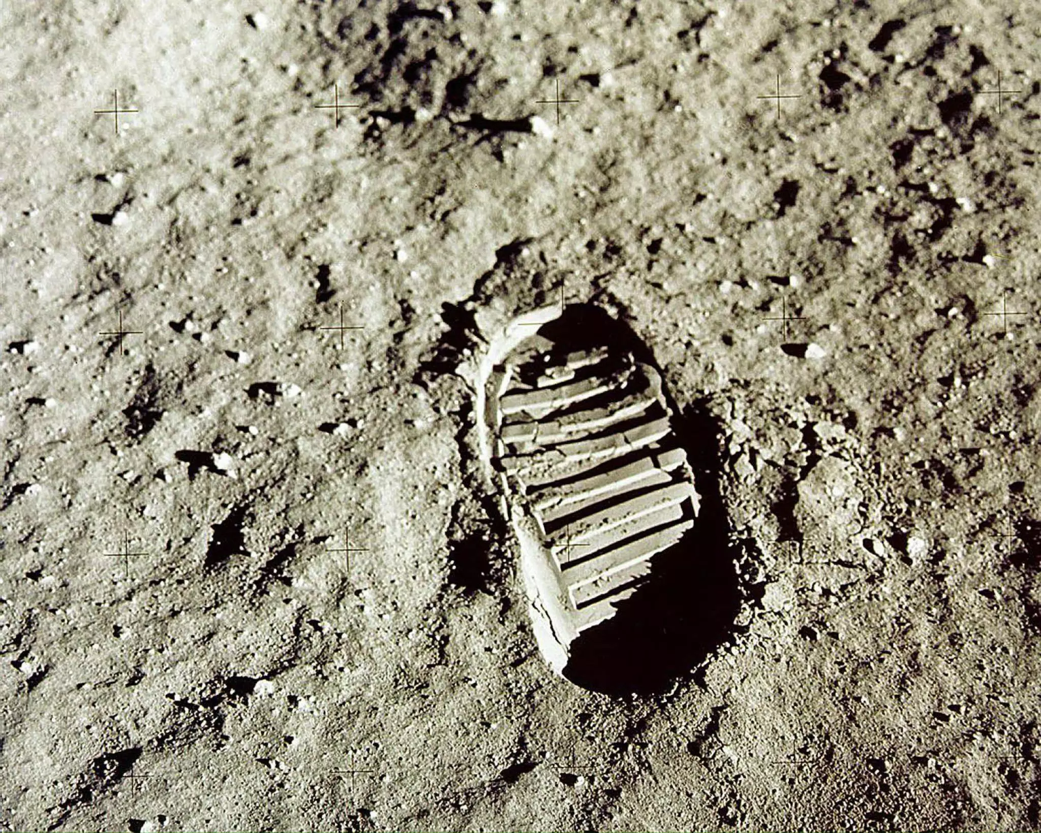 The first footstep on the moon, back in 1969 (