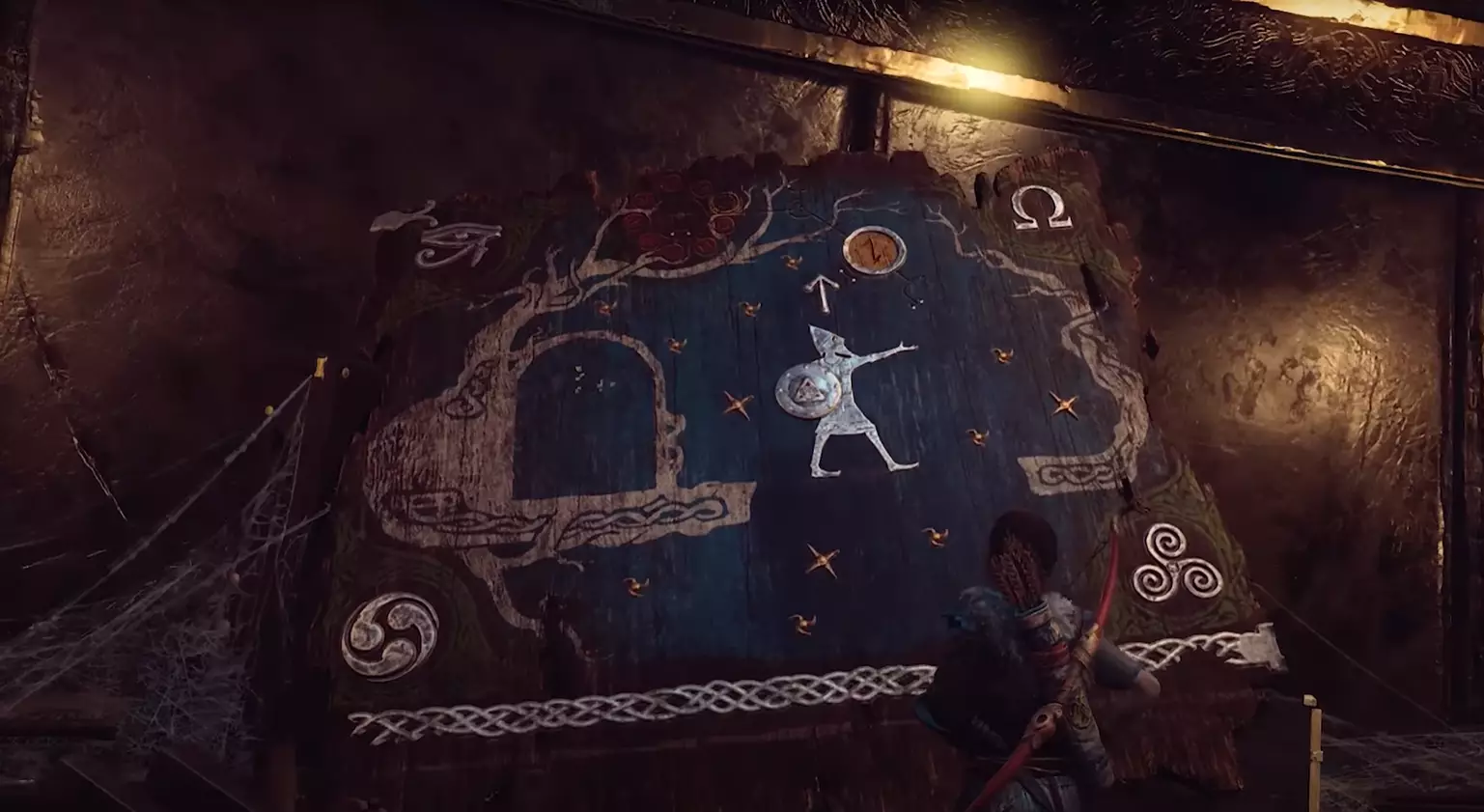 The image showing Tyr travelling magically in 'God Of War' /