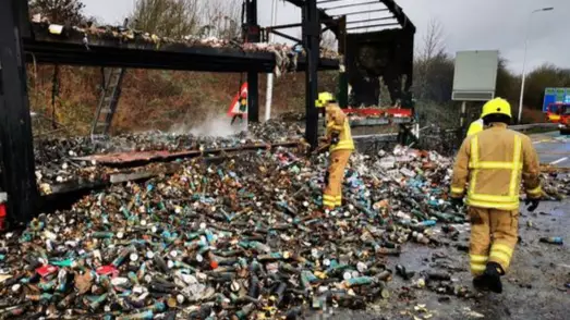 Thousands Of Tubes Of Pringles Burnt To A Crisp In Motorway Lorry Fire