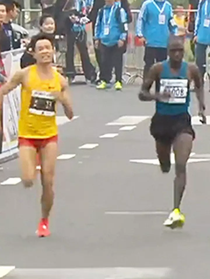 Wu said he didn't want the African runner to beat him.