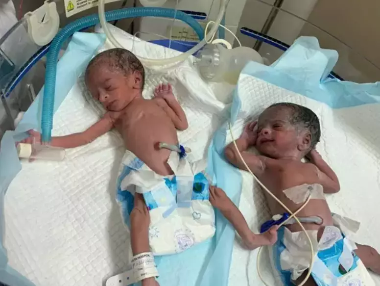 The twin babies were born on 5 September.