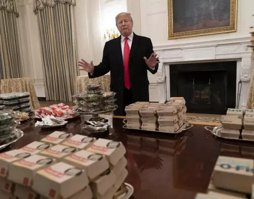 The president served up fast food on silver platters at the White House.