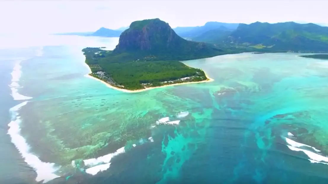 Drone Footage Captures Breathtaking Underwater Waterfall Optical Illusion